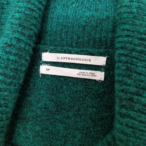 Anthropologie Larissa Turtleneck Tunic Sweater S Pullover Green Side Slit Chunky - Picture 8 of 16